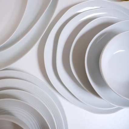 Aqua white porcelain plate collection